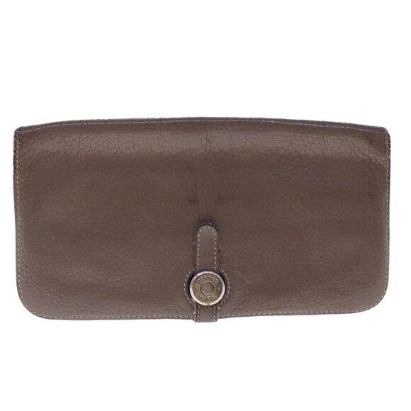 HERMES Dogon Long Long Wallet Leather Brown Auth bs18715 - Picture 1 of 15